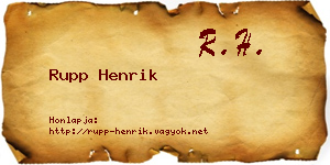 Rupp Henrik névjegykártya